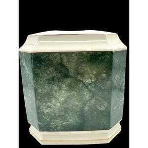 Croscill Carrara Green Porcelain Ware Square Tissue Box Cover Bathroom Gold Trim